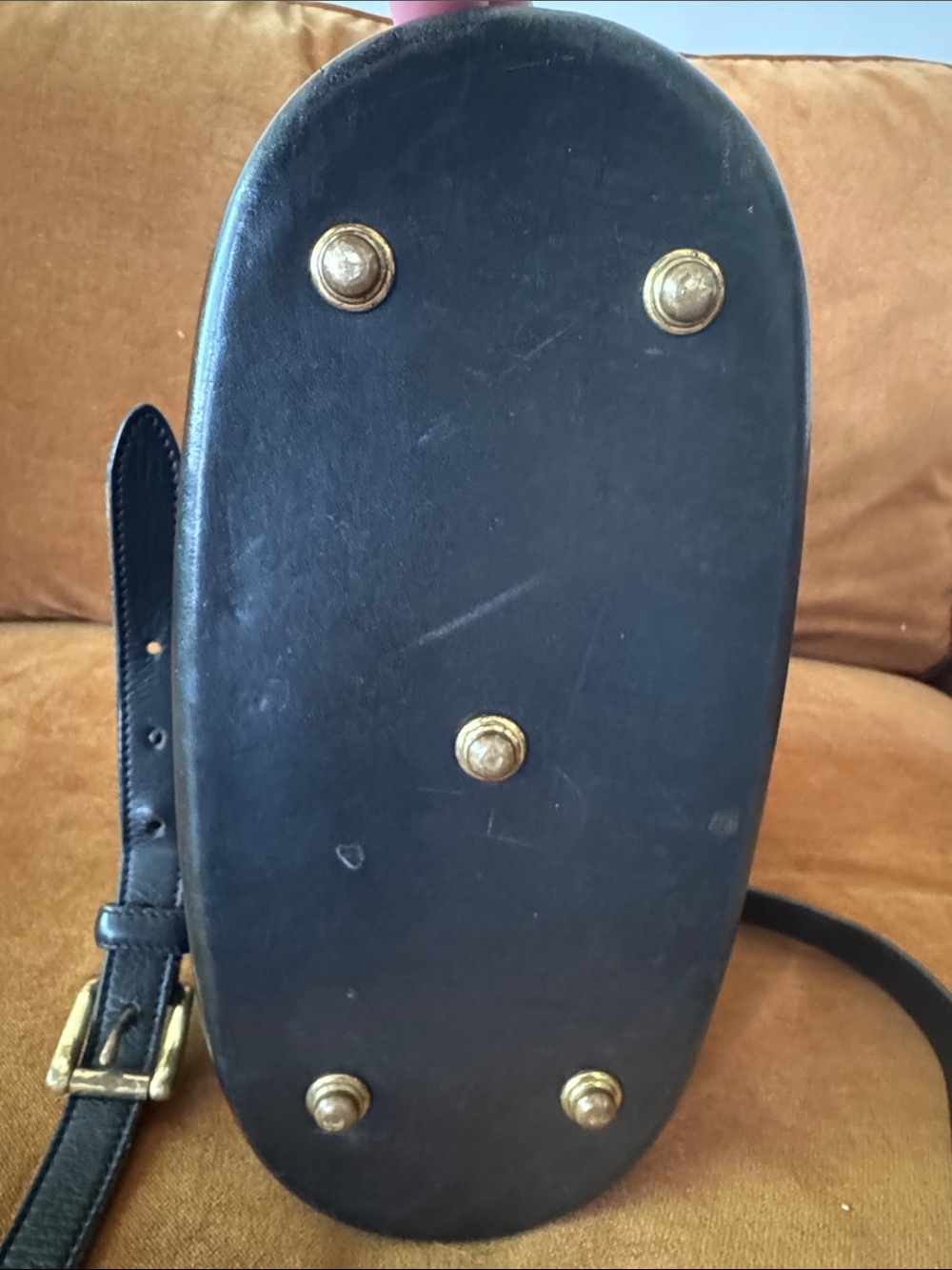Vintage Dooney & Bourke Norfolk Satchel Navy Blue Leather AWL USA Made - Picture 7 of 10